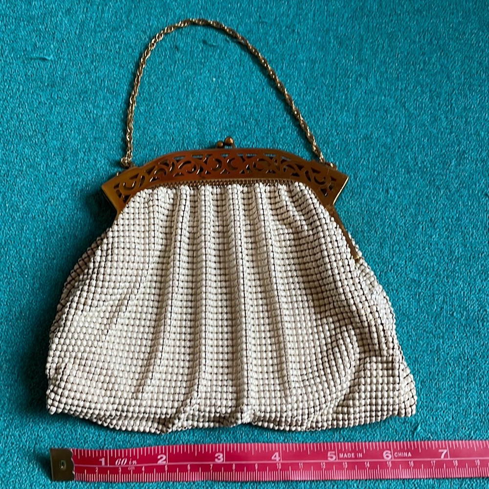 Whiting & Davis chain purse white with gold